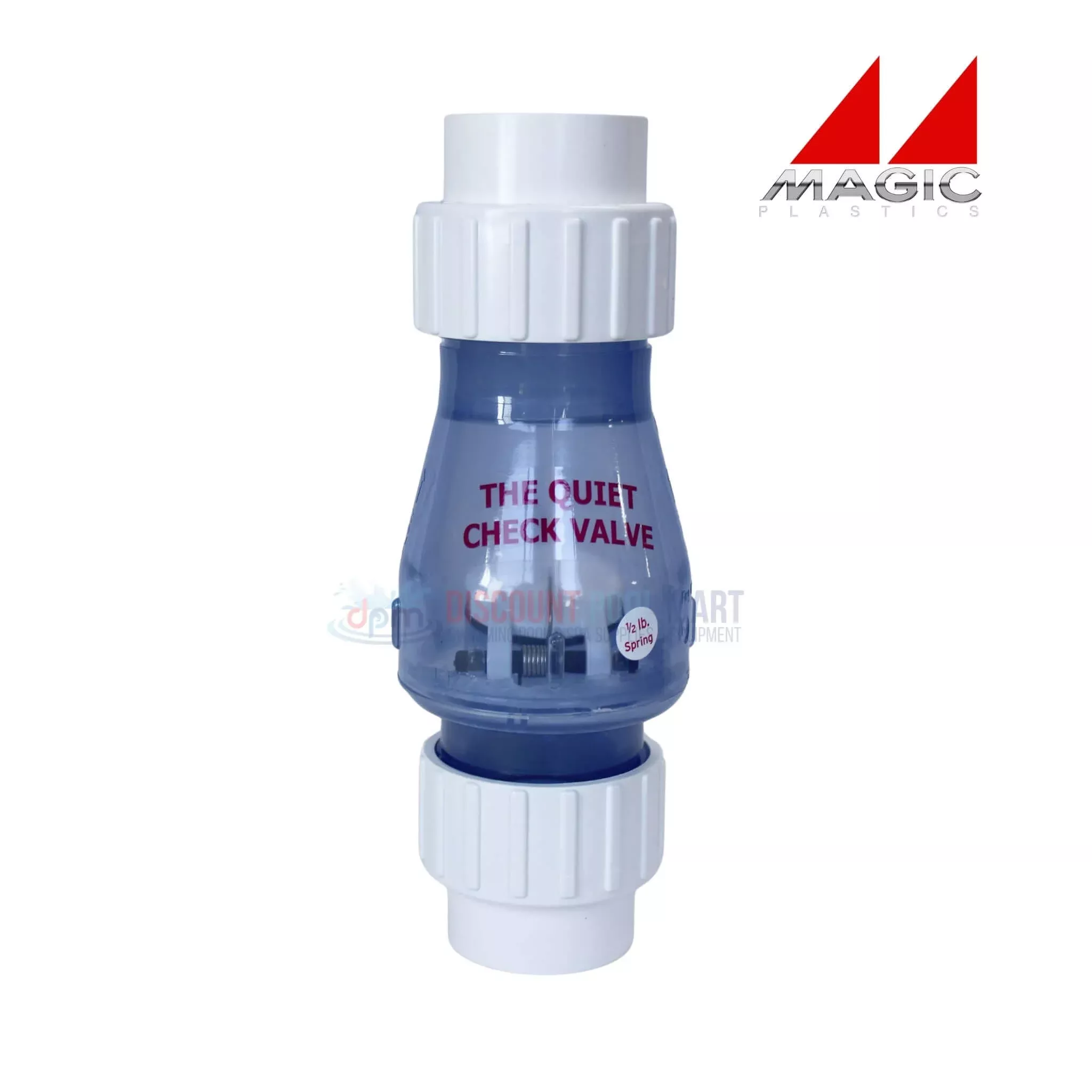 0823-15C | Magic Plastics 1.5″ Union Swing Spring Check Valve | Clear