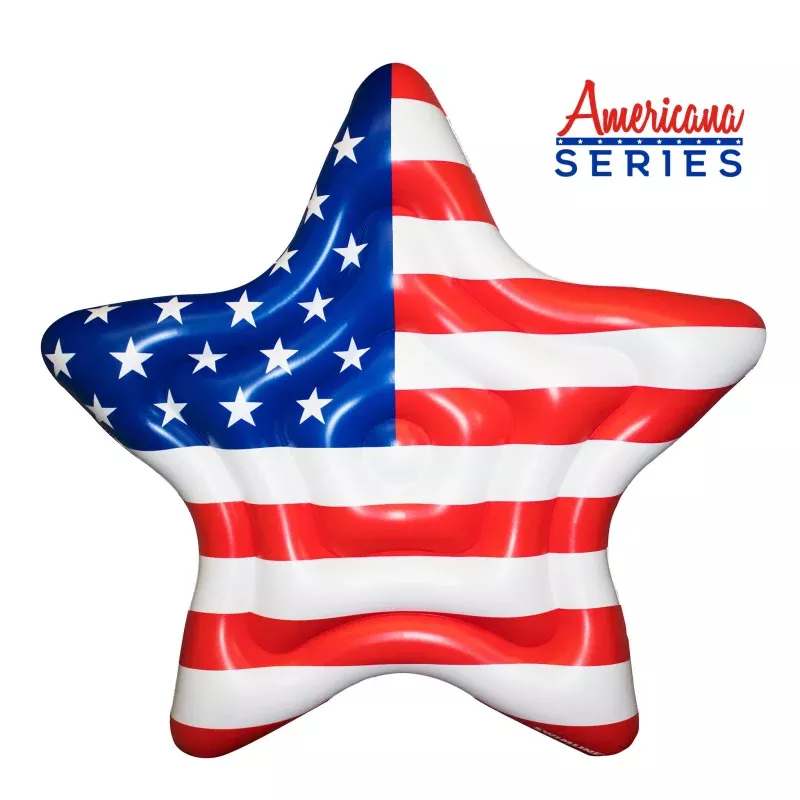 Americana™ Star Island | 71" Patriotic Pool Float | Star Shape