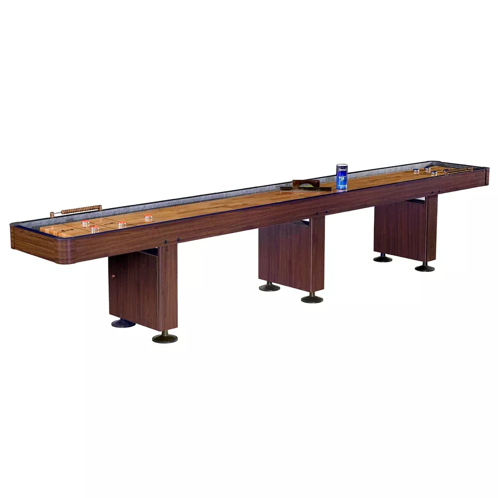 Challenger 14' Deluxe Pub Style Shuffleboard Table - Walnut Finish