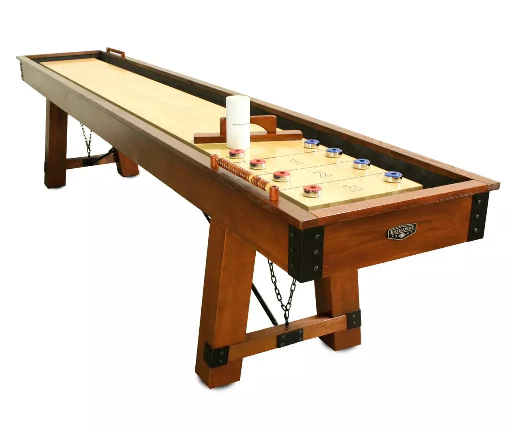 Cheyenne 12-ft Shuffleboard Table in Rustic Oak Finish
