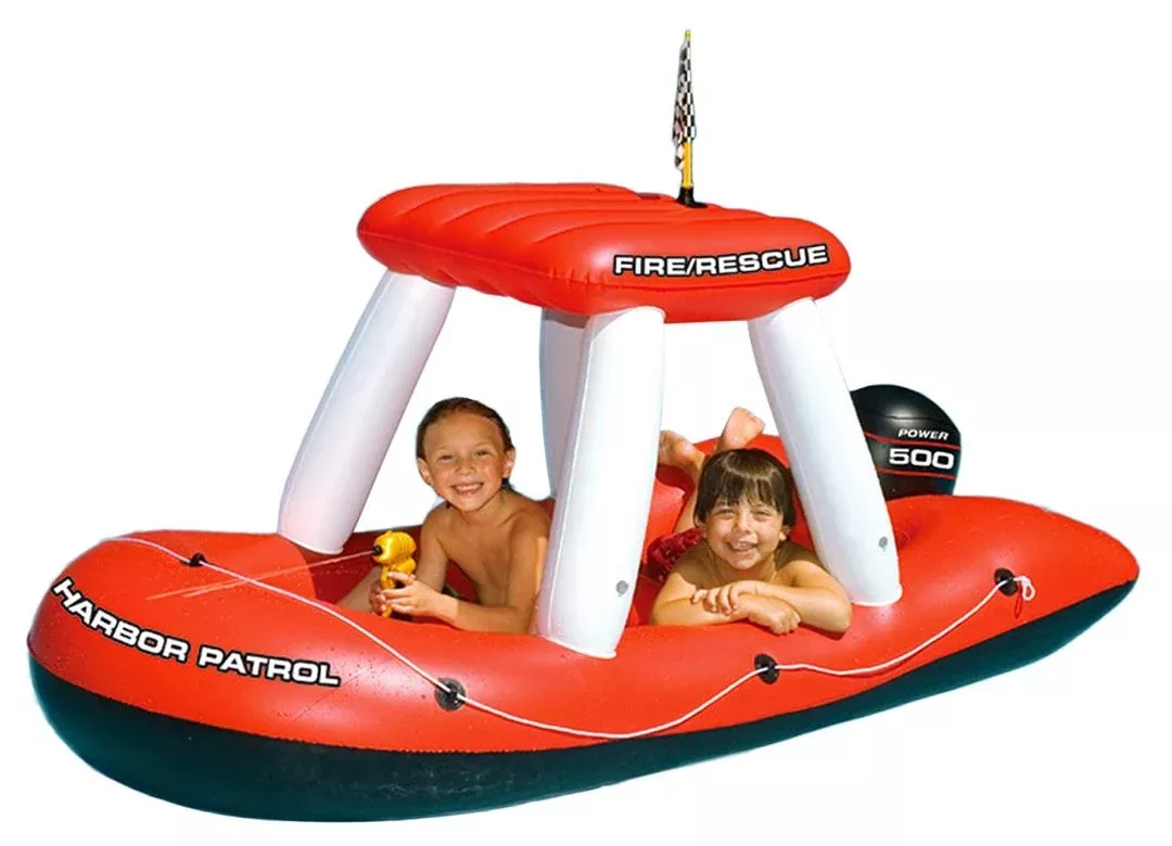 Fire Boat Super Squirter | 2-Rider Inflatable | Built-In Water Squirter