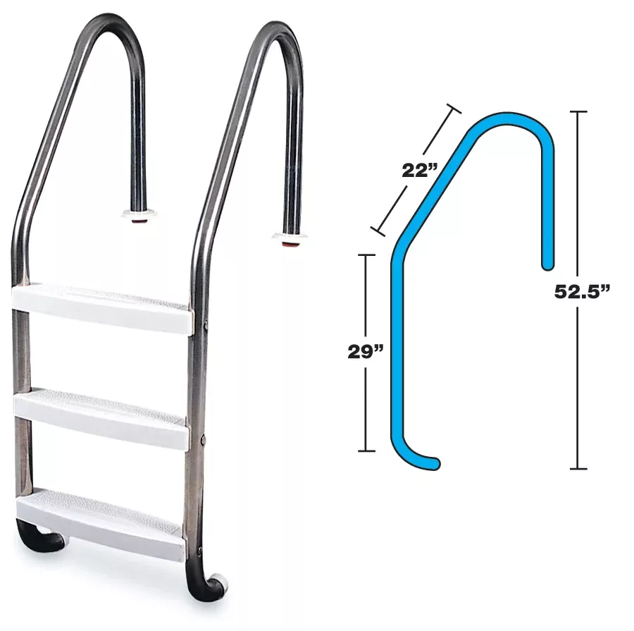 Hydrotools Stainless Steel In-Ground Pool Ladder | 3-Step | 52.5"