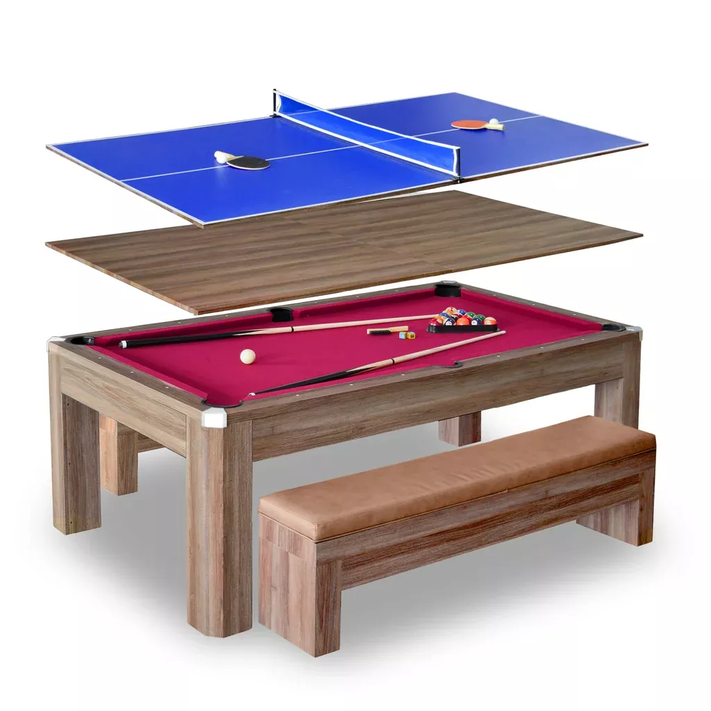 Newport 7-Ft Billards Multi Game Combo Table Set w/Benches