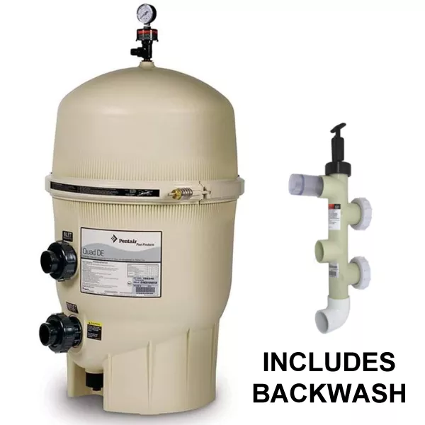 Pentair EC188592 Quad 60sq DE Pool Filter with Backwash Bundle*
