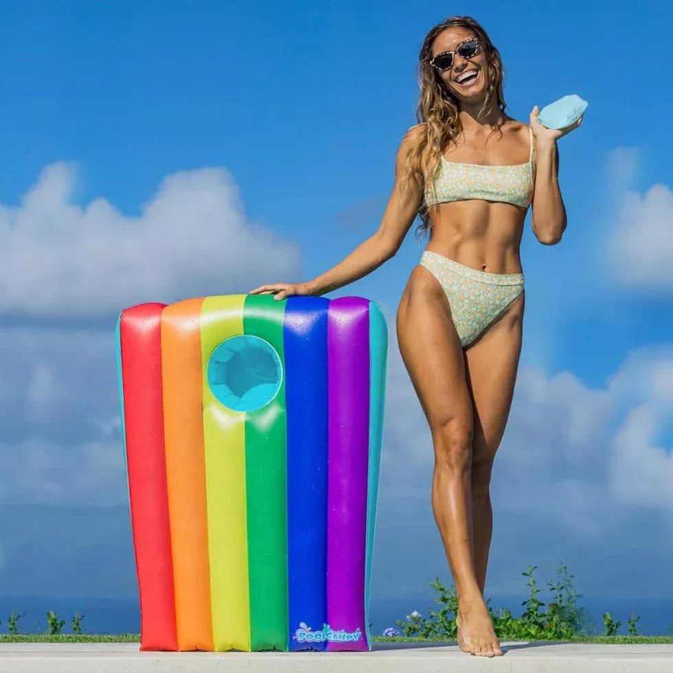 Pool Candy Inflatable Rainbow Cornhole Toss – Pool & Lawn Game