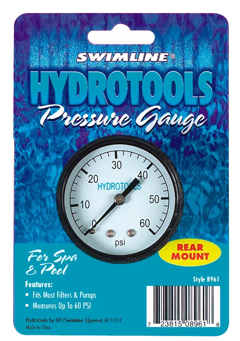 Pool Filter Pressure Gauge | 0-60 PSI | Rear Mount | Packaged | Swimline