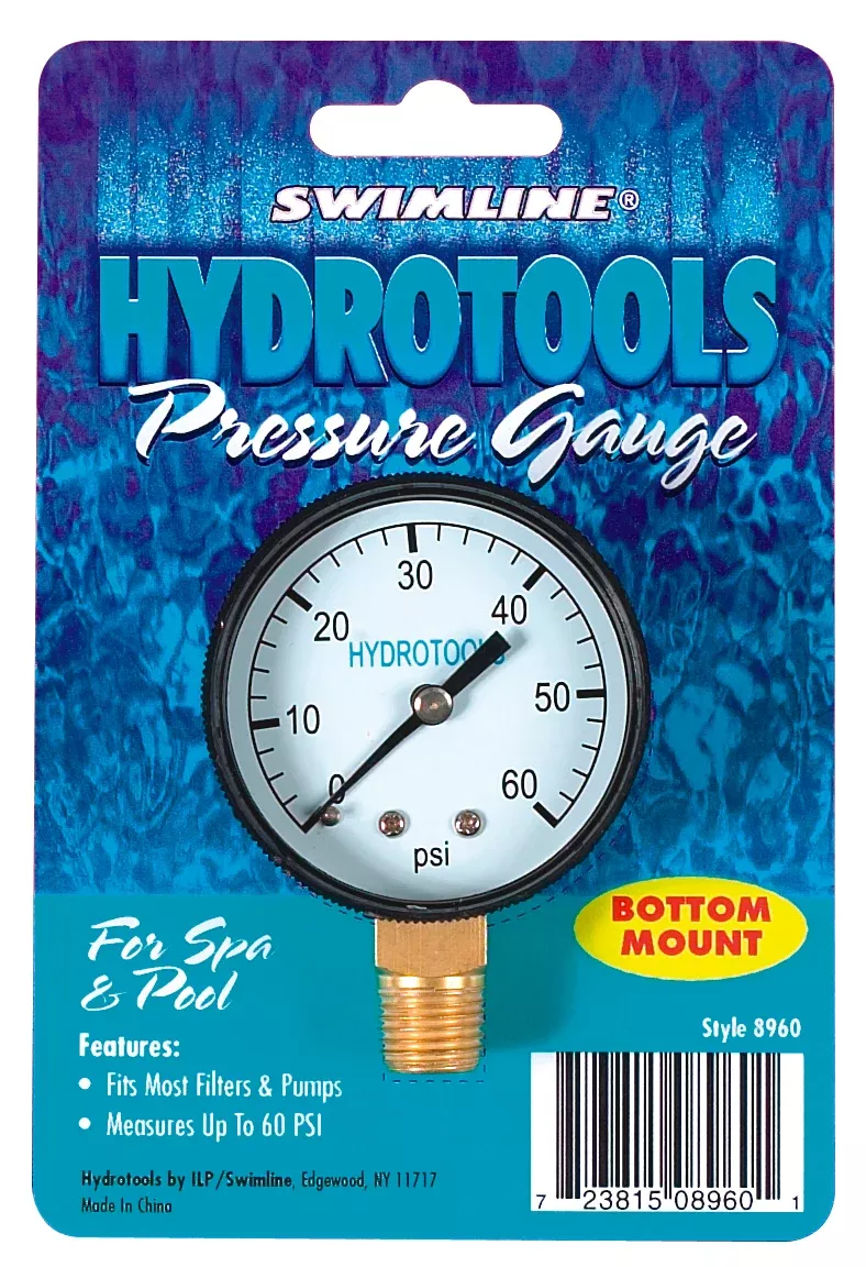 Pool Filter Pressure Gauge | Bottom Mount | 0-60 PSI