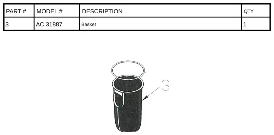 Replacement Part AC 31887 - Basket