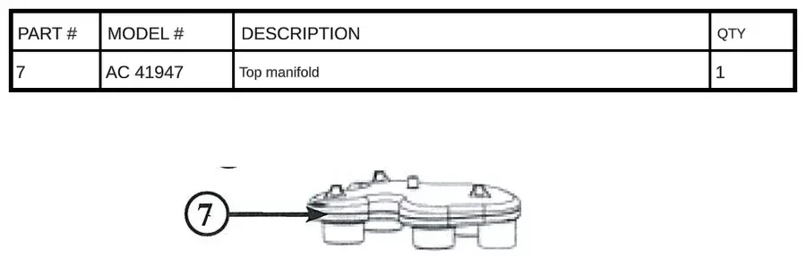 Replacement Part AC 41947 - Top Manifold