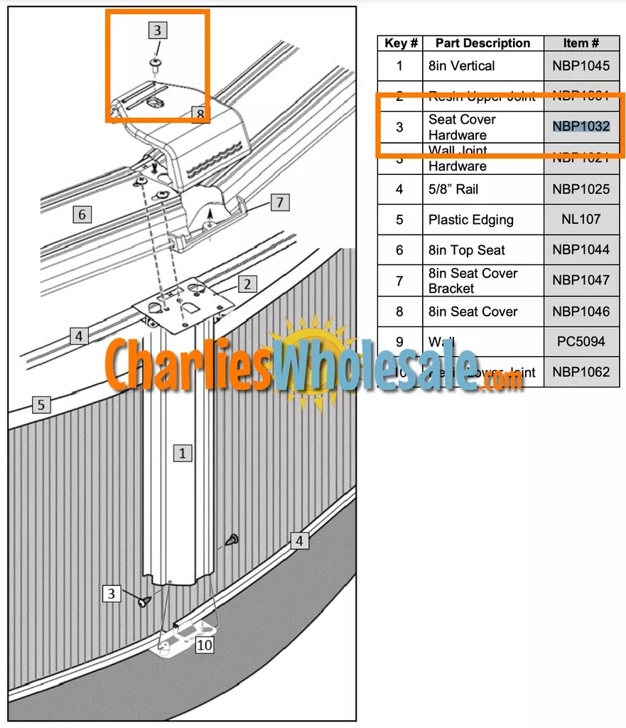 Replacement Part NBP1032 Seat Cover Bolt Package