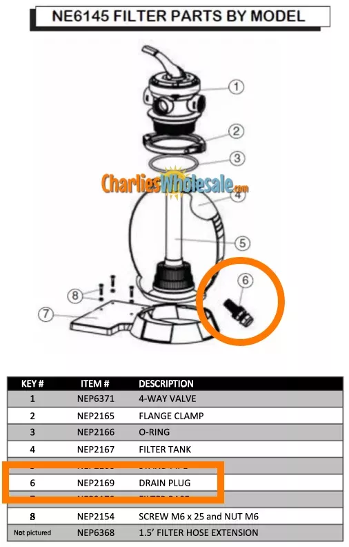 Replacement Part NEP2169 AC 83402 Drain Plug
