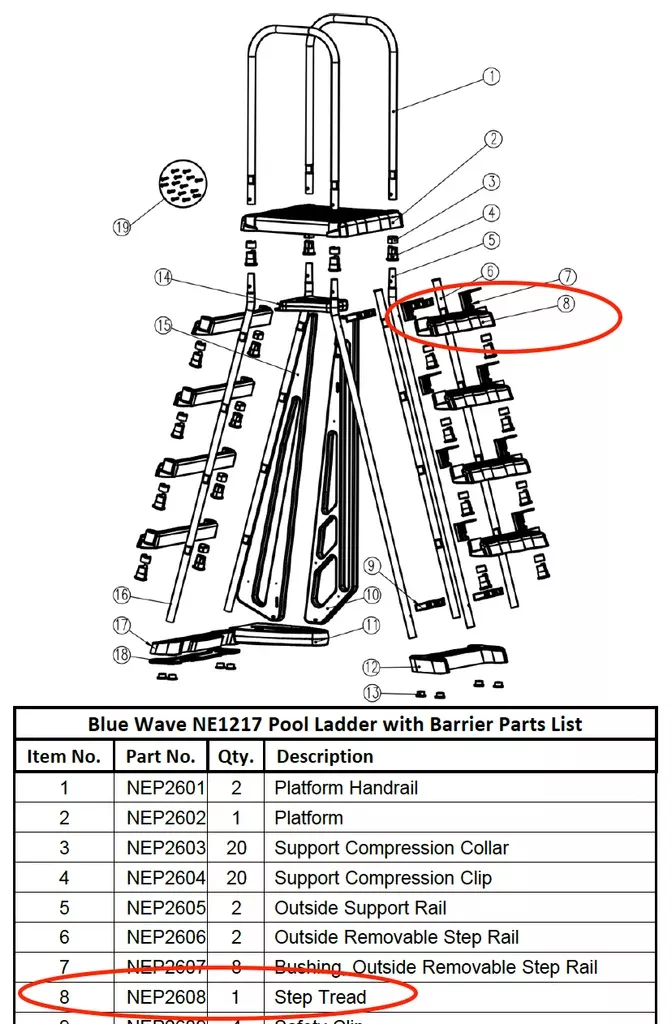 Replacement Part NEP2608 Step Tread