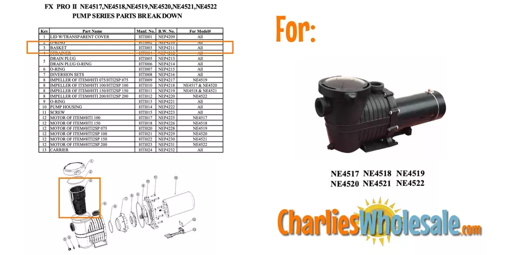 Replacement Part NEP4211 Pump Basket