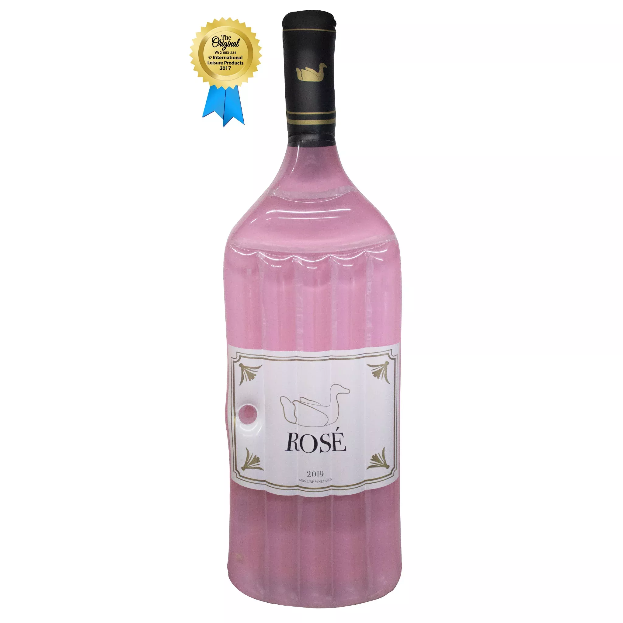 Rosé Pool Float | 94" Wine Bottle Inflatable | Cupholder | Clear Top