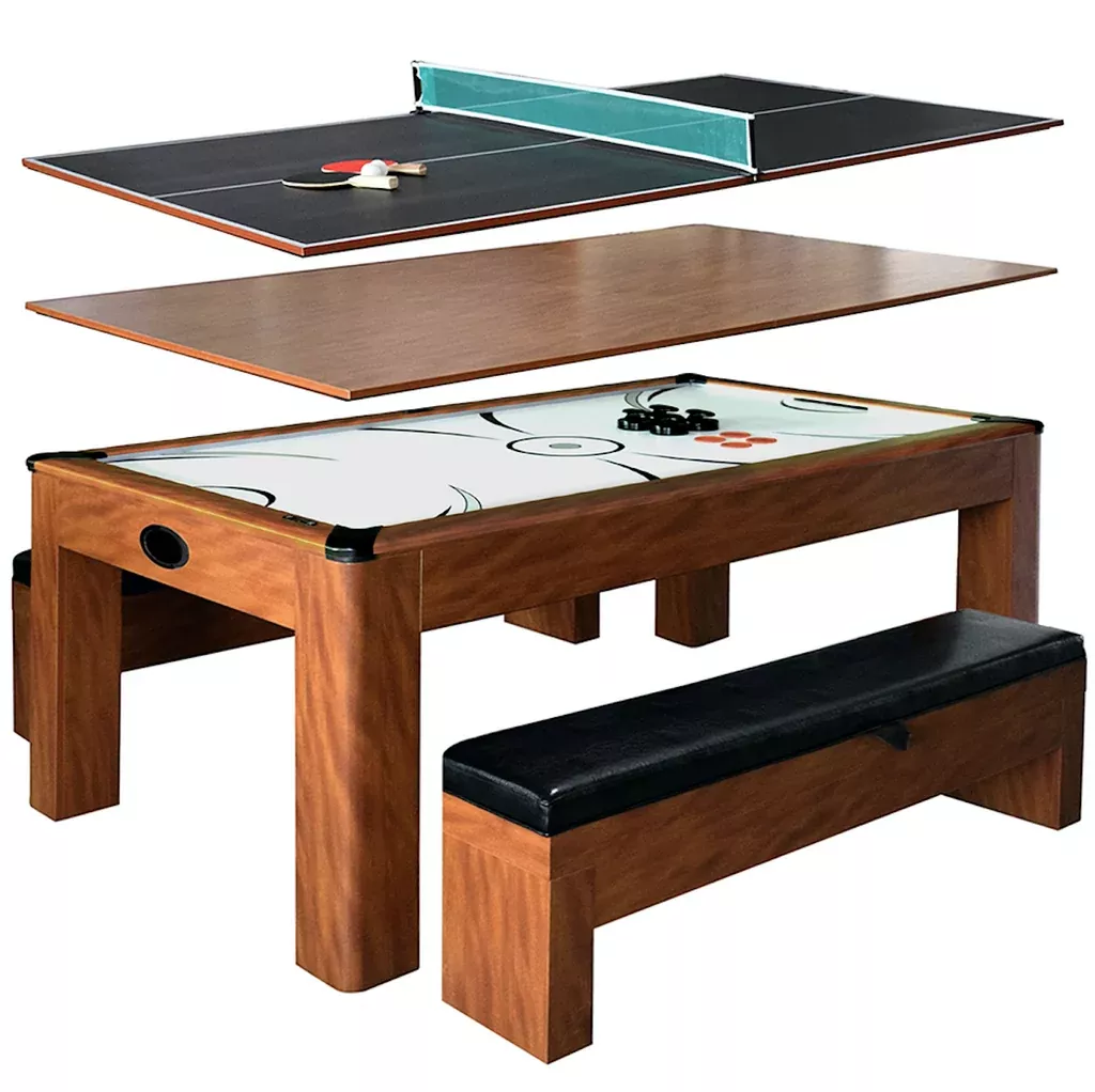 Sherwood 7' Air Hockey + Table Tennis + Dining Combo Set