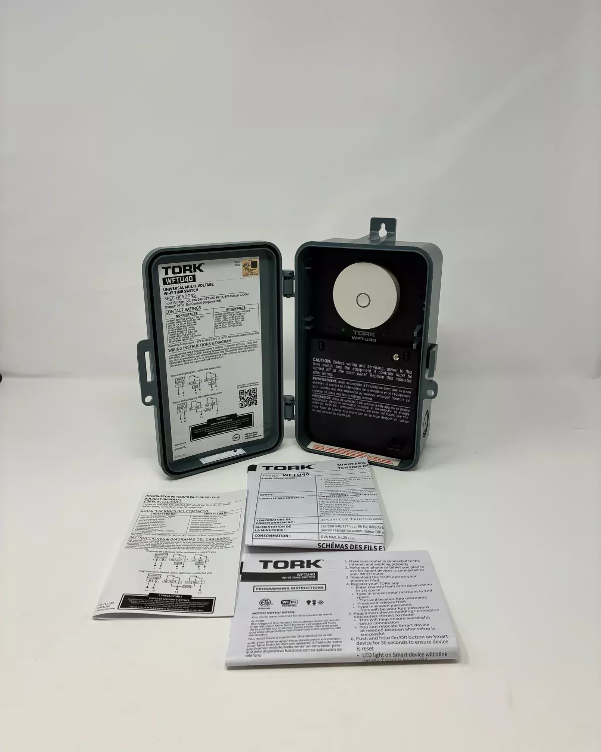 Wifi Timer 40A 120-277V DPDT Outdoor Plastic Gray Case