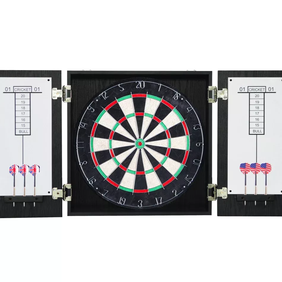 Winchester Regulation 18" Dartboard Cabinet Dart Board Set Steel Tip Darts