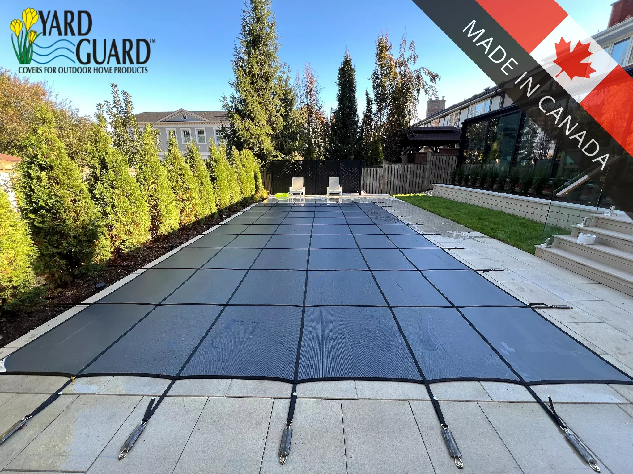 Yard Guard Deck-Lock 14' x 28' Standard Mesh Safety Cover with Step